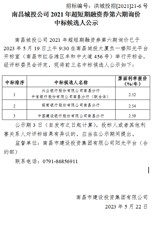 2021年超短融融资券第六期询价中标候选人公示_拉斯维加斯3133cc
